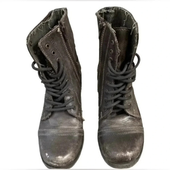 Aldo Women's Combat Moto Biker Boots Army Utility Brown Buckles Zipper Size 5 - Picture 14 of 14